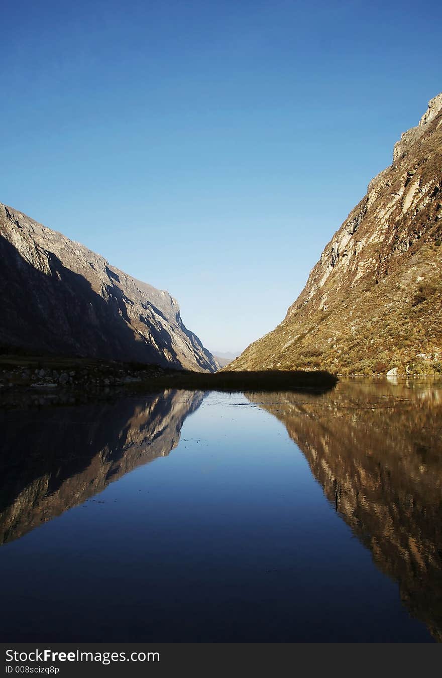 Lake and mountain reflection in the Cordilleras. Lake and mountain reflection in the Cordilleras