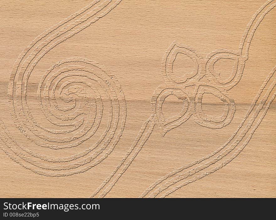 Oak wood texture with decoration