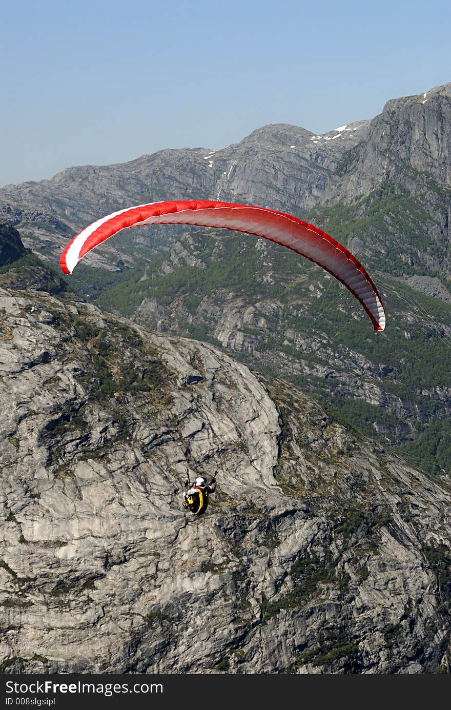 Paragliding over mountains