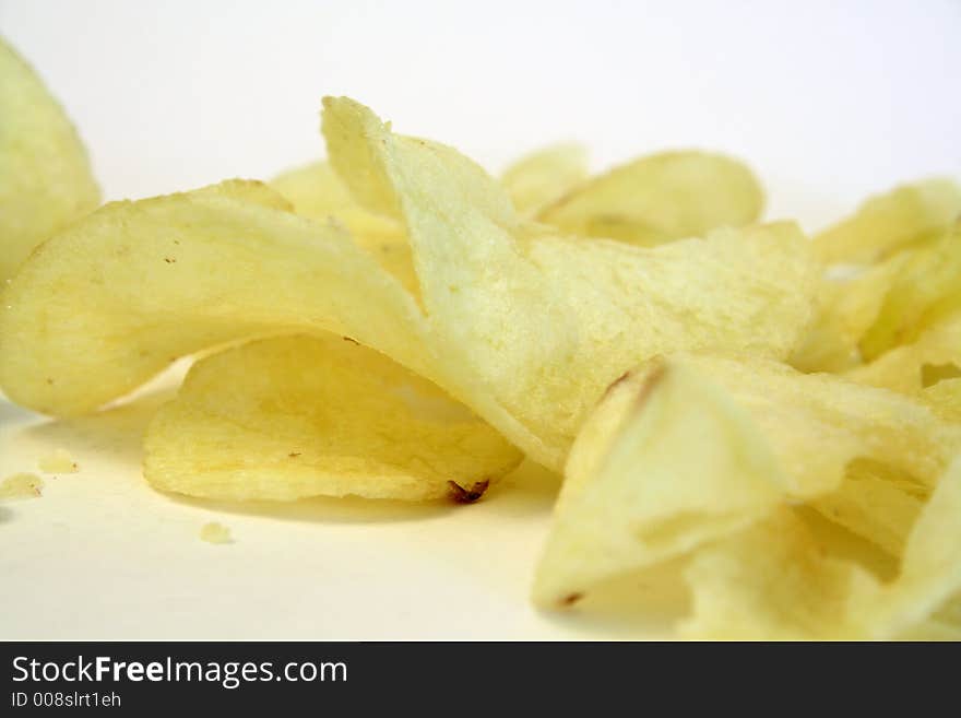 A heap of potato crisps