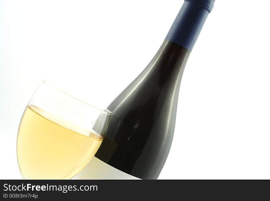 Wine bottle against a white background