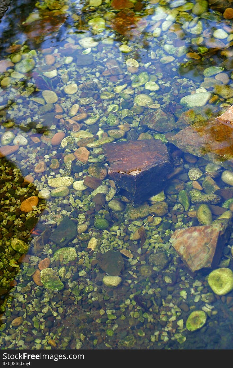 The image of transparent water with stones water