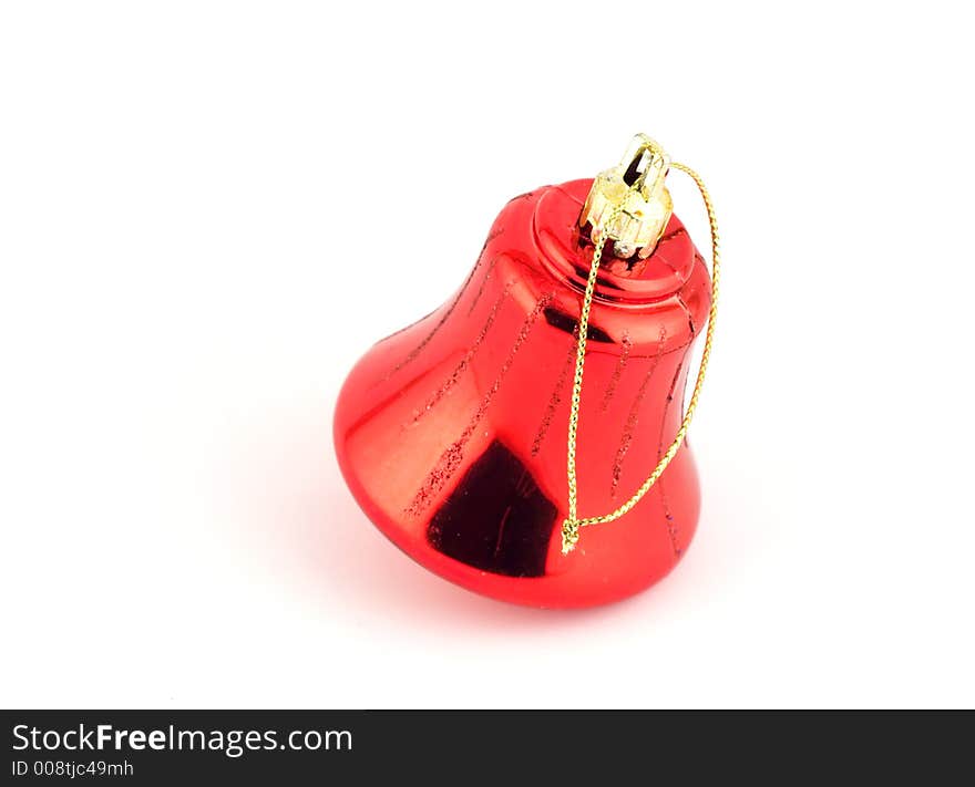 Isolated christmas decoration on white background (Red bell)