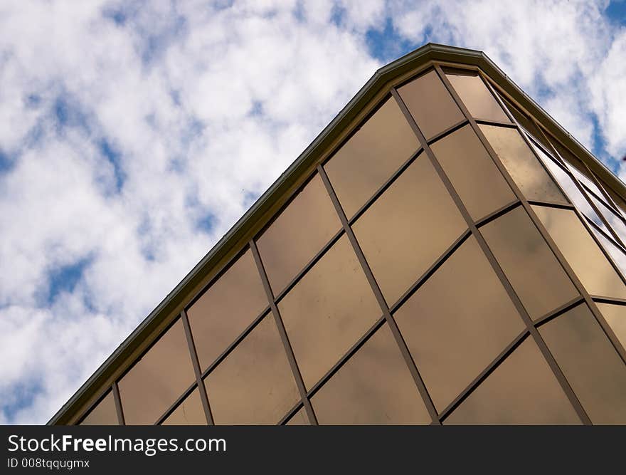 Part of a building from translucent glass. Part of a building from translucent glass