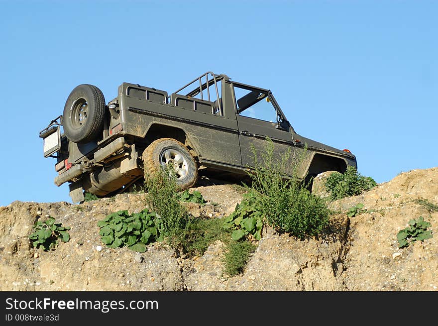 German offroadcar in top of a hill. German offroadcar in top of a hill