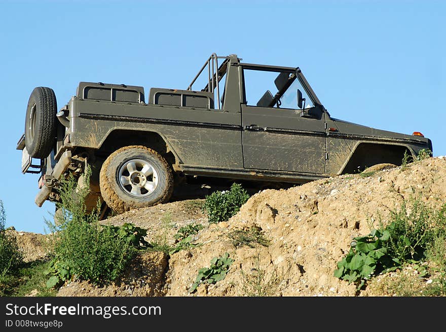 German offroadcar in top of a hill. German offroadcar in top of a hill