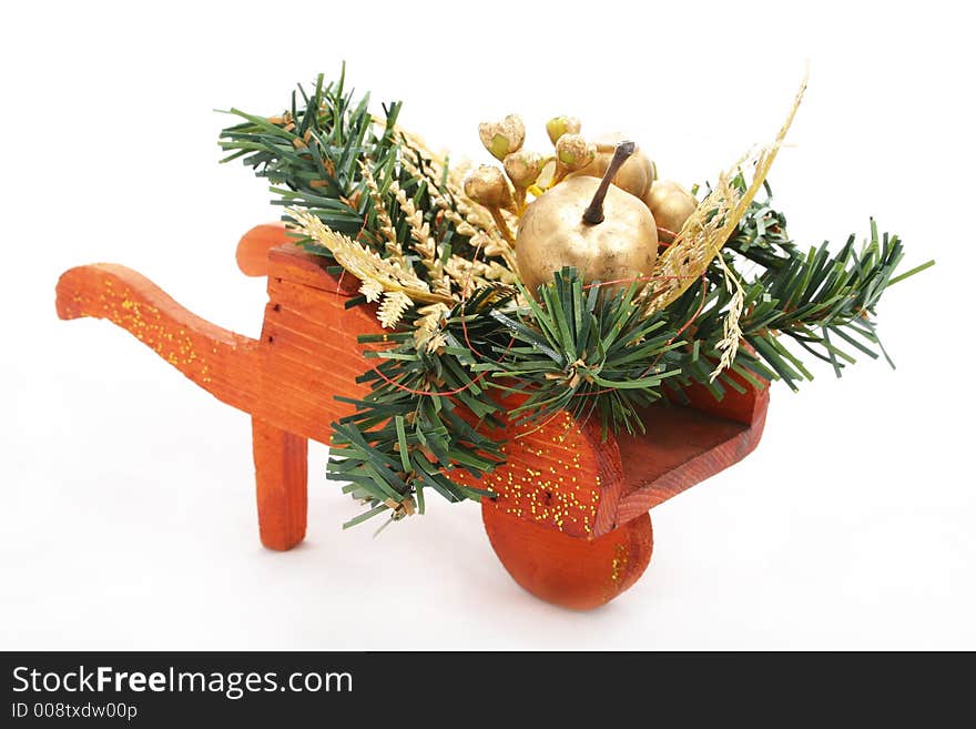 Close-up of christmas ornament with white background