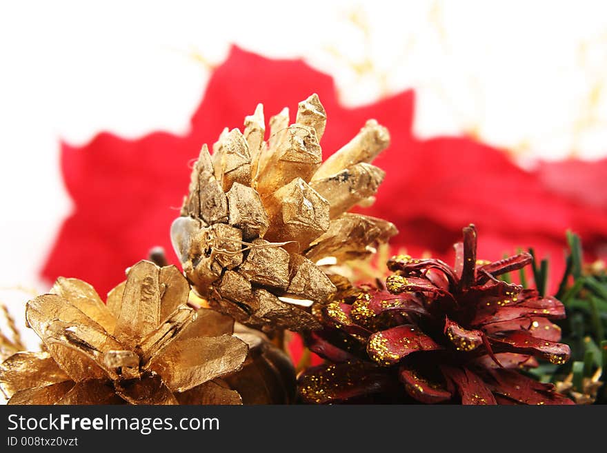 Close-up of christmas ornament with white background