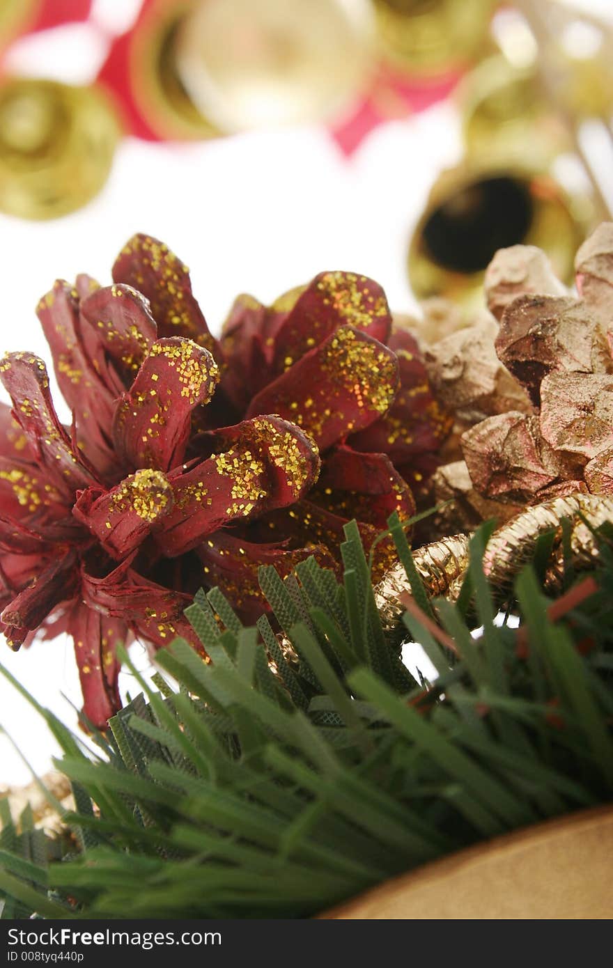 Close-up of christmas ornament with white background