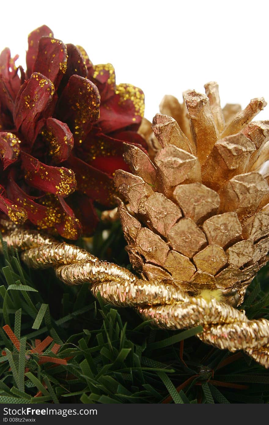 Close-up of christmas ornament with white background