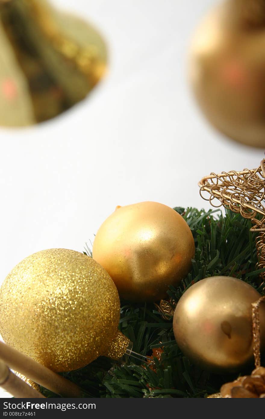 Close-up of christmas ornament with white background