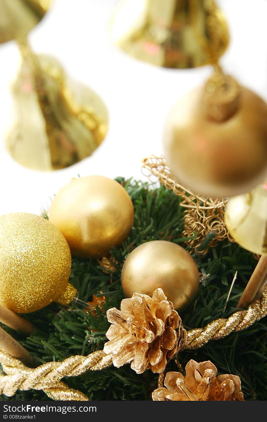 Close-up of christmas ornament with white background