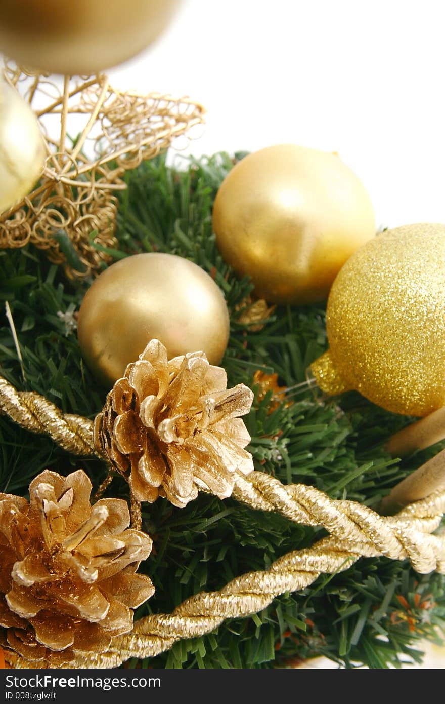 Close-up of christmas ornament with white background