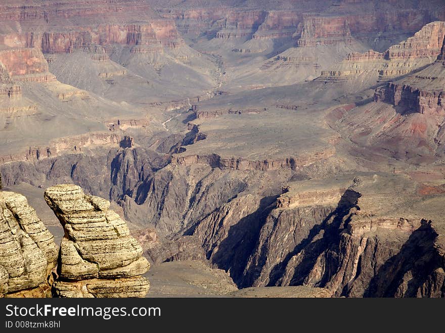 View looking into the Grand Canyon. View looking into the Grand Canyon