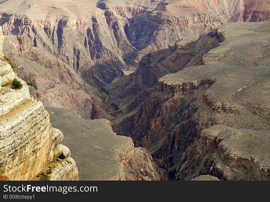 The grand canyon river bed. The grand canyon river bed