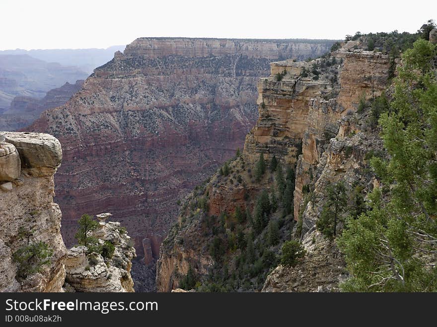 View looking into the Grand Canyon. View looking into the Grand Canyon