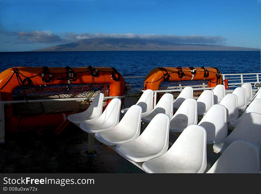 A beautiful morning ferry ride between the islands of Maui and Molokai, Hawaii. A beautiful morning ferry ride between the islands of Maui and Molokai, Hawaii