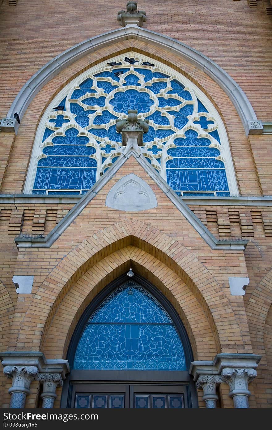 Arch Door and Window of a Small Town Church