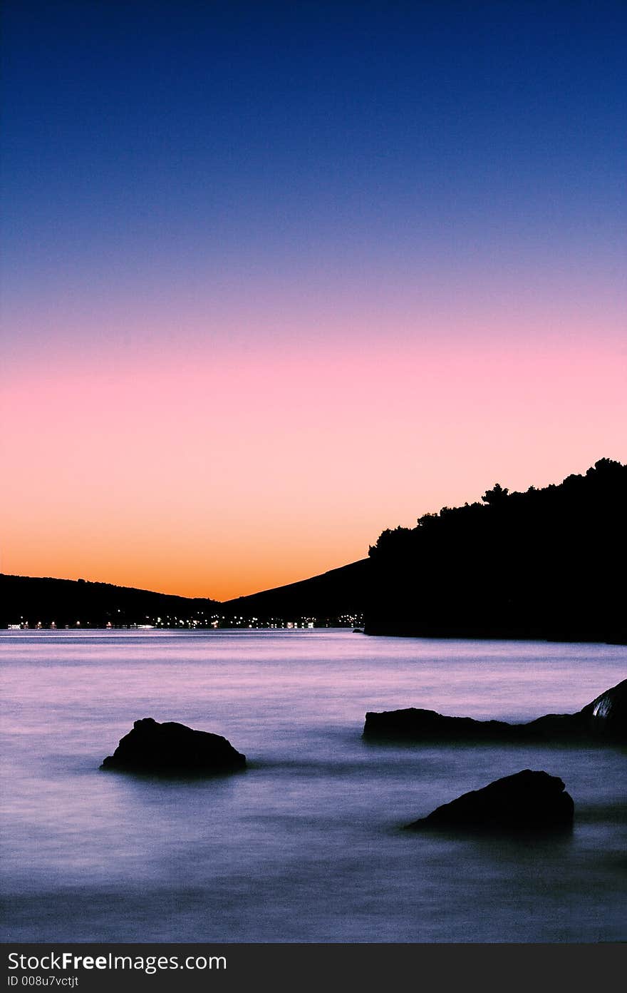 Coloured sunset on the Obojena beach