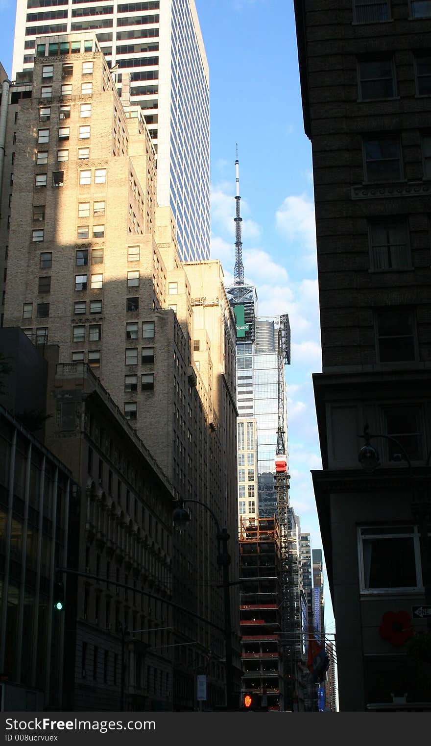 Large city buildings with light and shadow effect