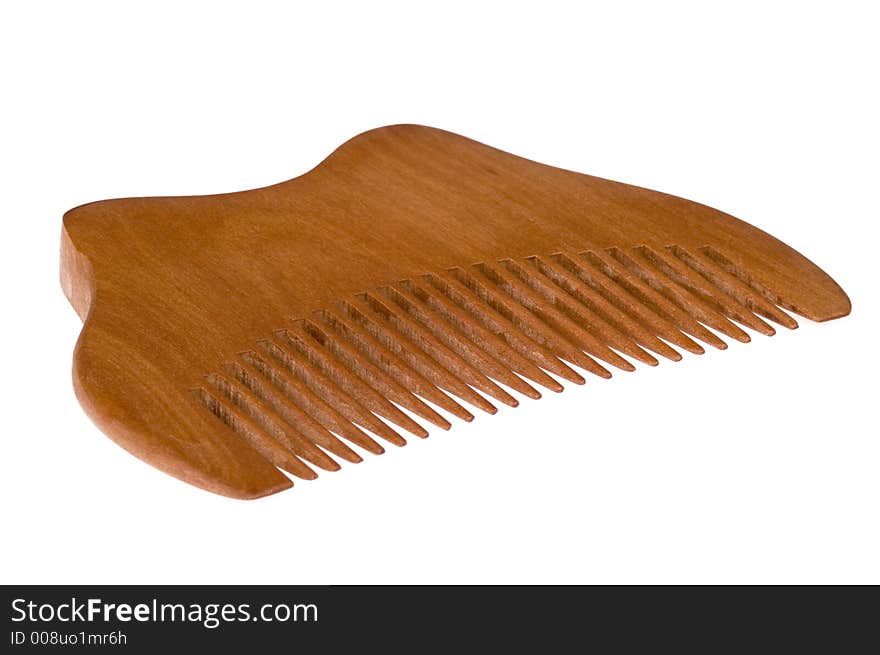 Wood comb on white background