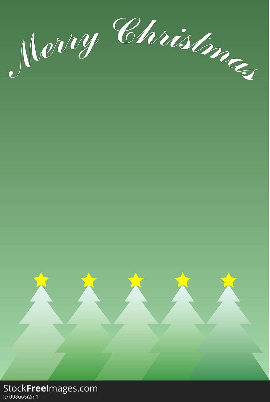 Background with five christmas trees in the bottom. Background with five christmas trees in the bottom