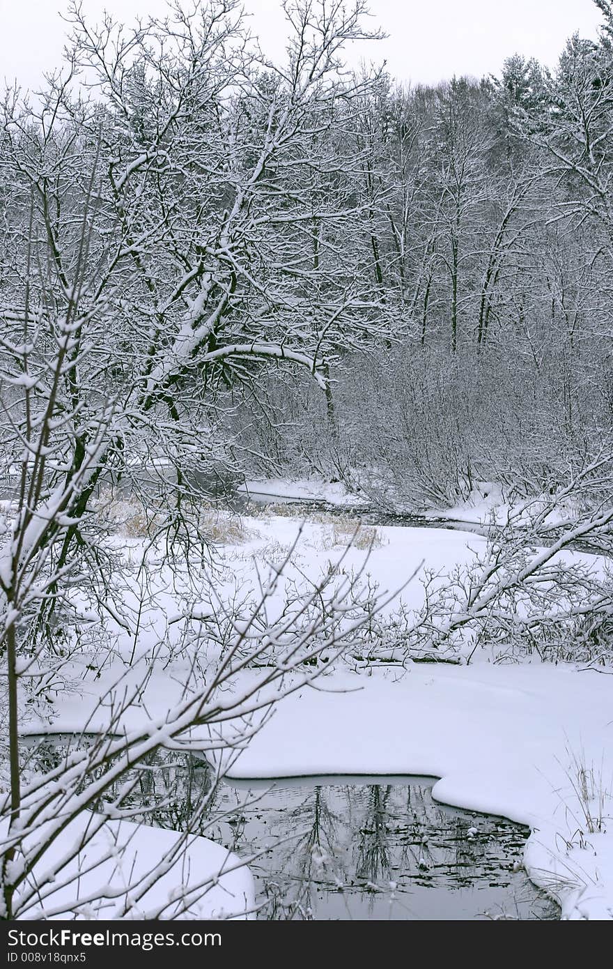 A river after a winter snow. A river after a winter snow