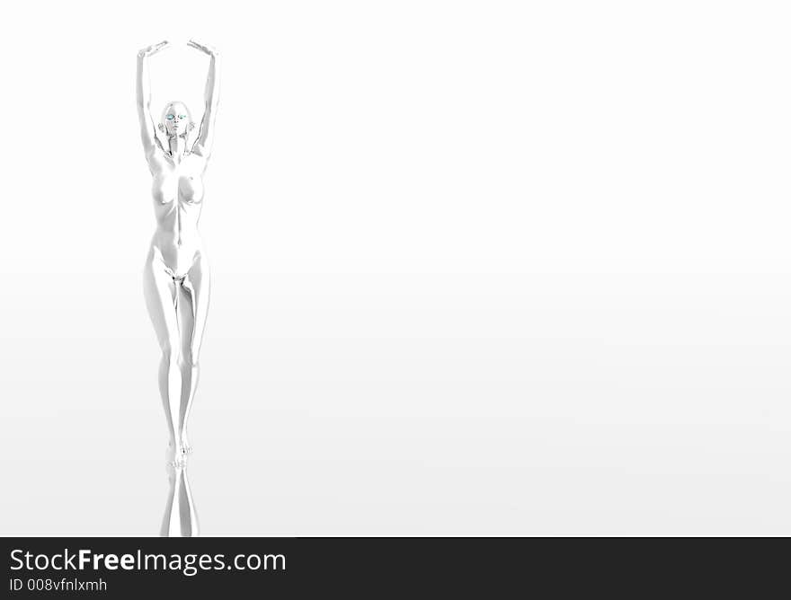 Platinum render on female figure. Platinum render on female figure