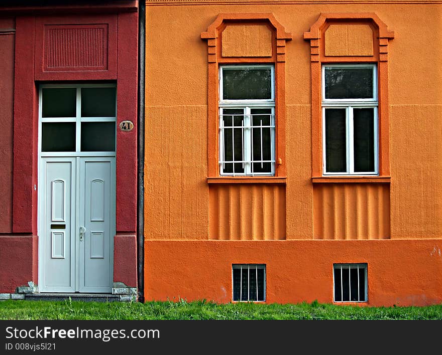 Closeup of an orange house in Osijek, Croatia. Closeup of an orange house in Osijek, Croatia