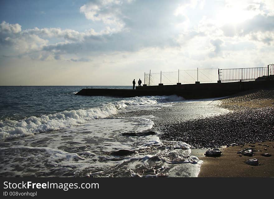 Evening on the sea coast