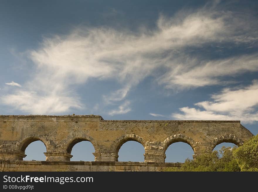 Two Thousand Year Old Roman Aqueduct, the Pont Du Gard, near Nimes, France. Two Thousand Year Old Roman Aqueduct, the Pont Du Gard, near Nimes, France