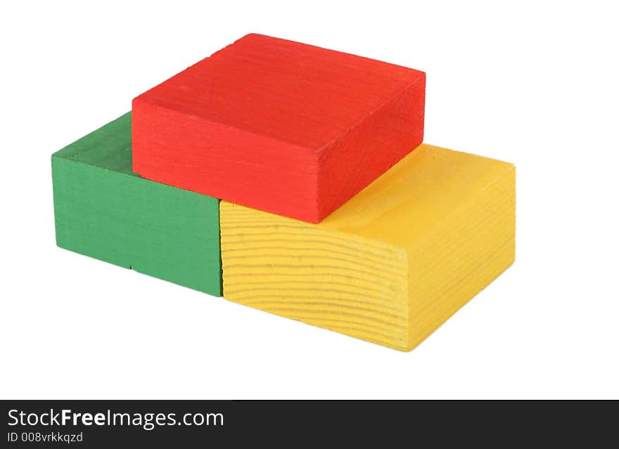 Three color bricks piramide isolated. Three color bricks piramide isolated