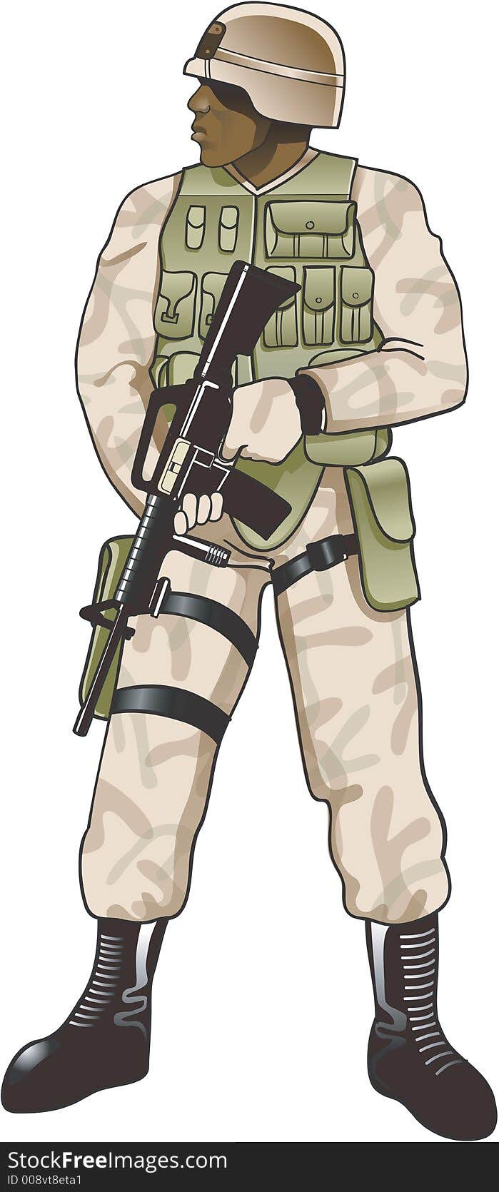 US Marine on guard duty, illustration