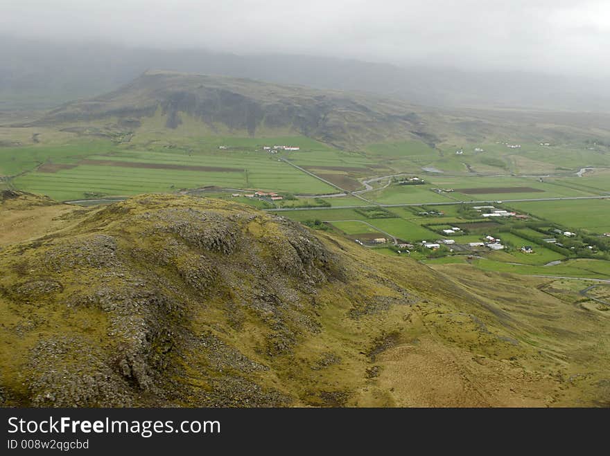 Aerial view to Iceland landscape