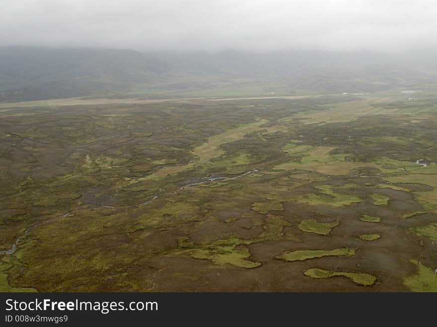 Aerial view to Iceland landscape