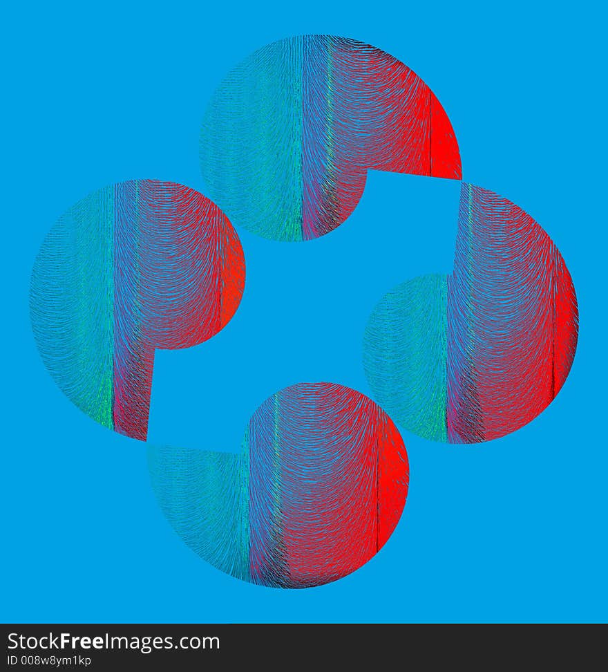 Abstract composition with the transformed spheres