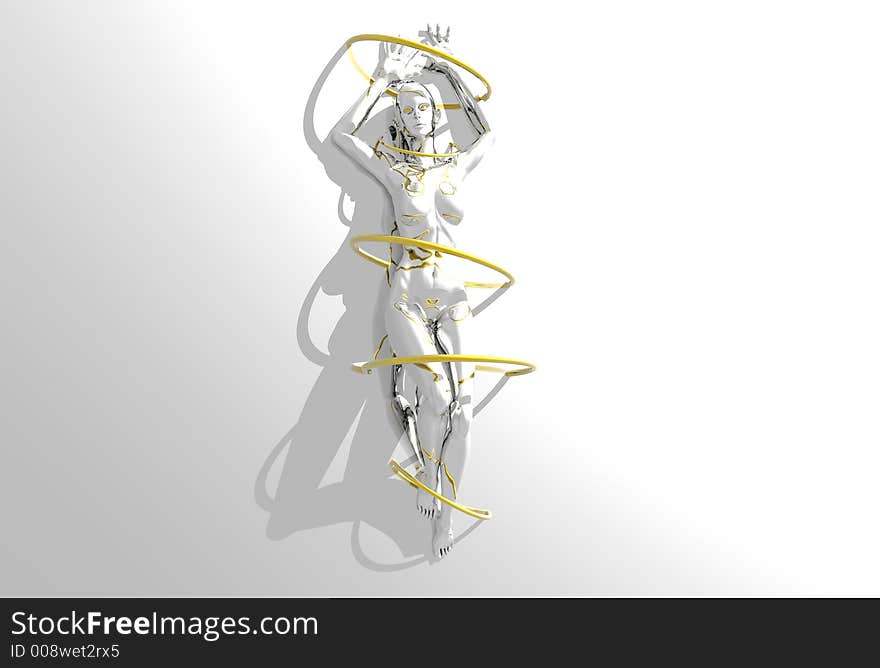 Platinum render on female figure. Platinum render on female figure