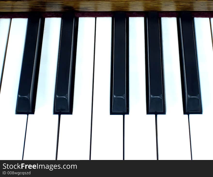 Close Up of One Octave of Piano Keys