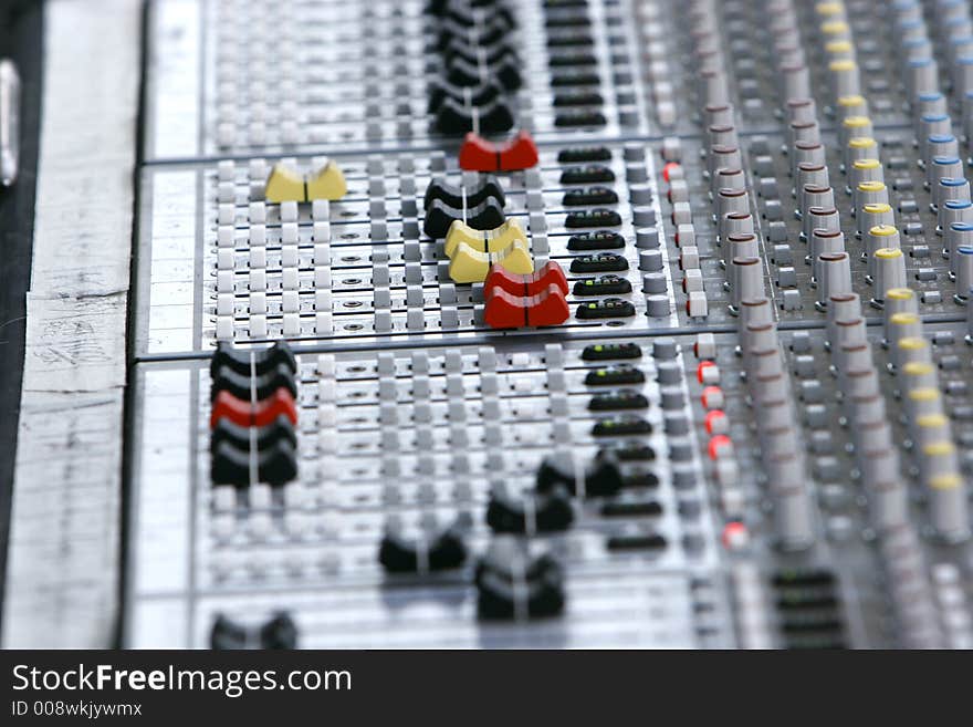 Close up of sound mixer