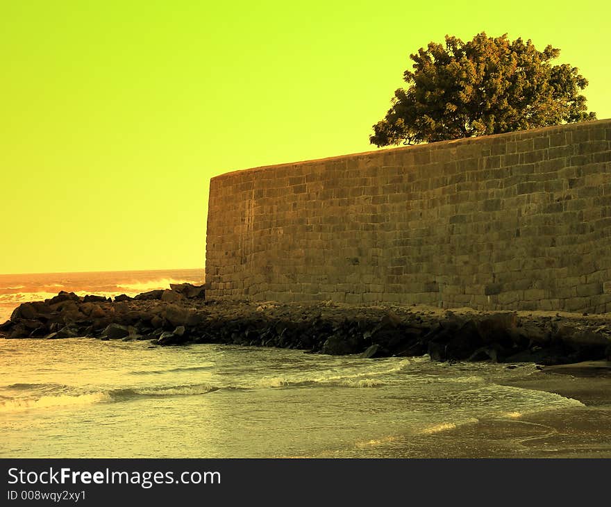 Seaside ancient structure.