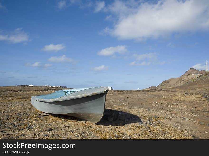 Abandoned fishing boat in El Confital in Gran Canaria. Abandoned fishing boat in El Confital in Gran Canaria