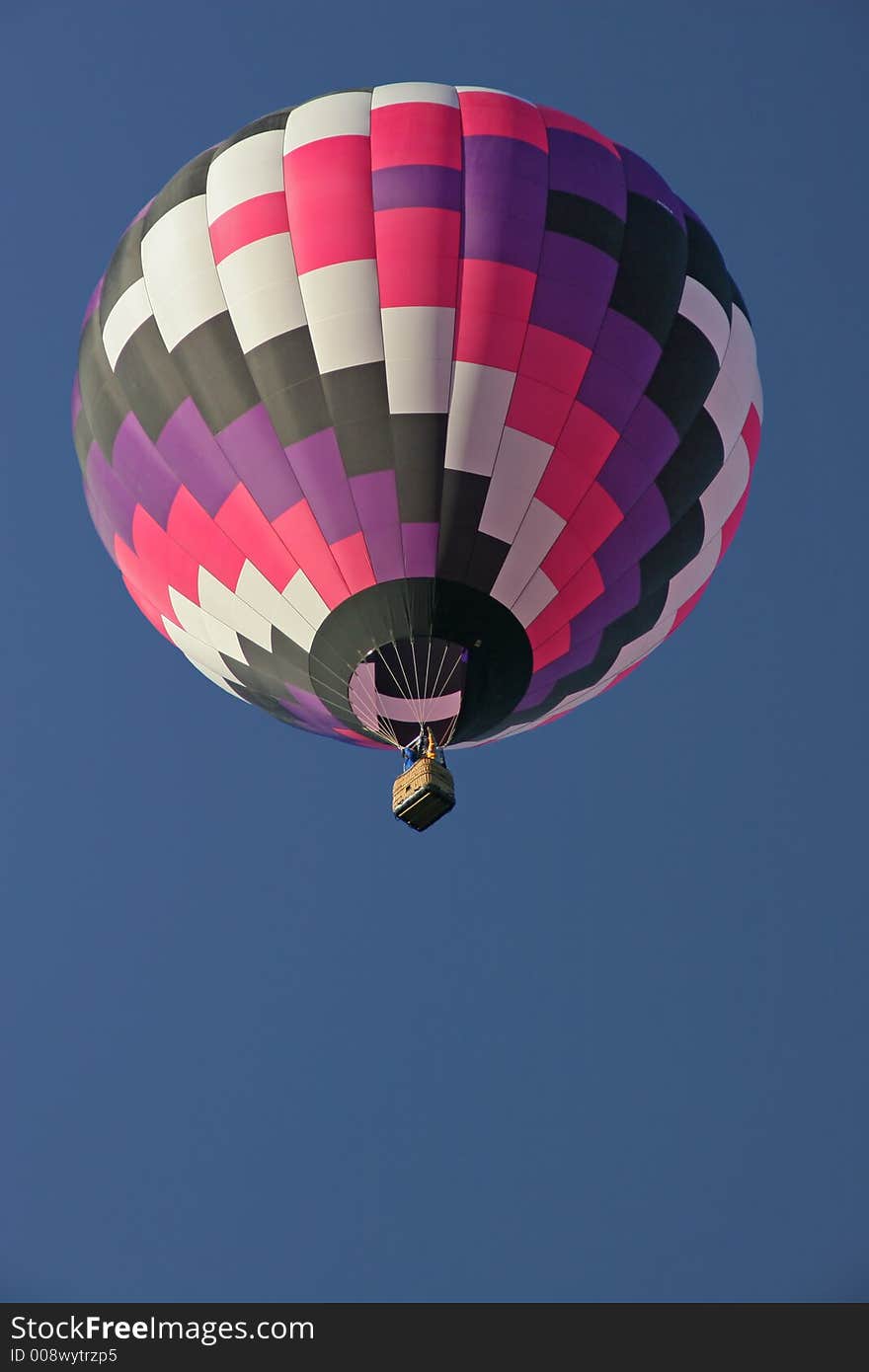 Colorful hot air balloon in clear sky with plenty of room for text. Colorful hot air balloon in clear sky with plenty of room for text