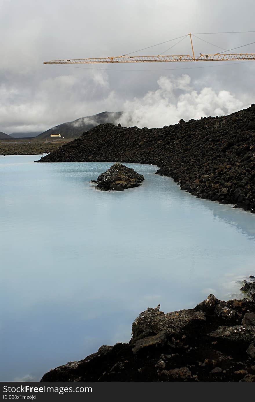 Constructing the Blue Lagoon, a geothermal bath resort in Iceland. Constructing the Blue Lagoon, a geothermal bath resort in Iceland.