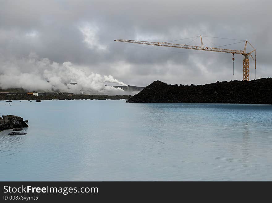 Constructing the Blue Lagoon, a geothermal bath resort in Iceland. Constructing the Blue Lagoon, a geothermal bath resort in Iceland.