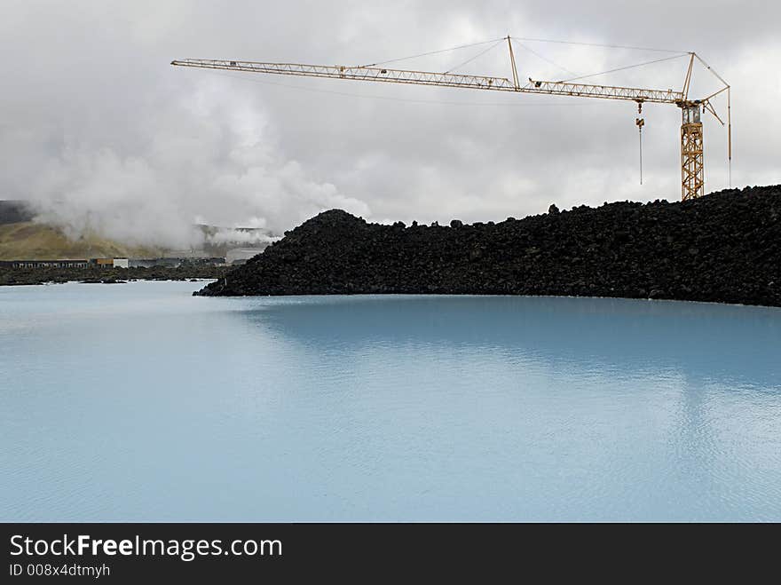 Constructing the Blue Lagoon, a geothermal bath resort in Iceland. Constructing the Blue Lagoon, a geothermal bath resort in Iceland.