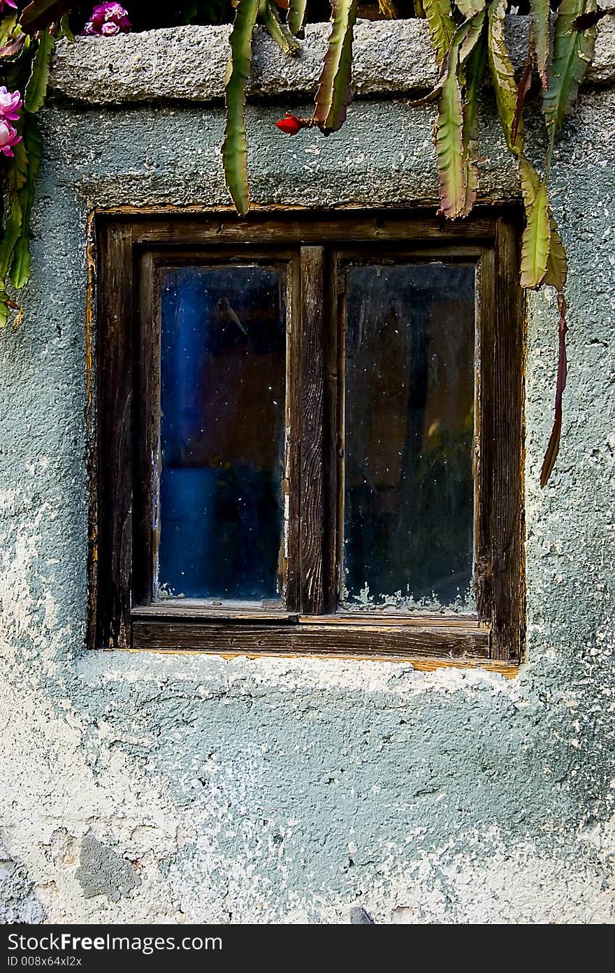 The old window of the old house. The old window of the old house