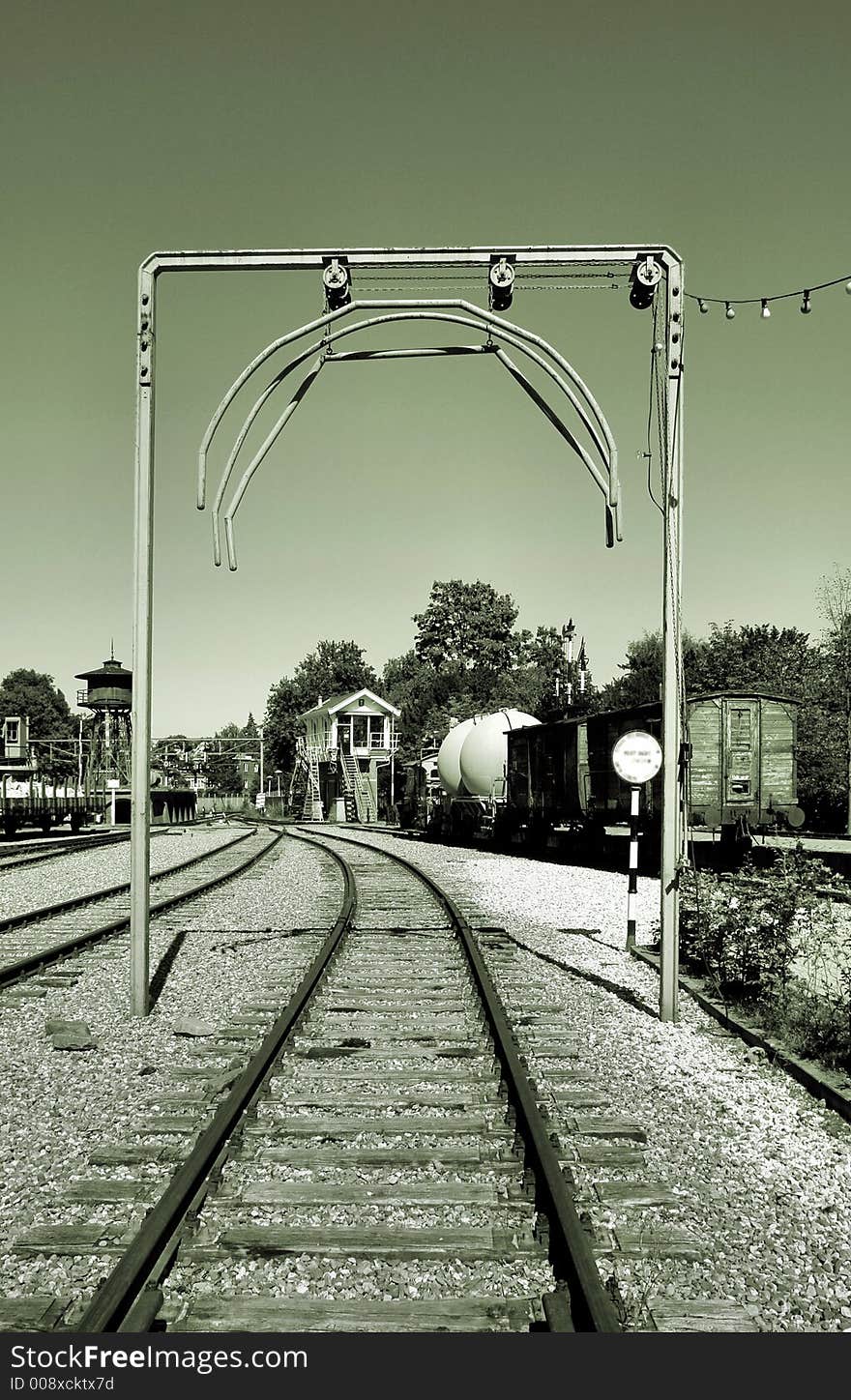 Monochrome image of an old railway station