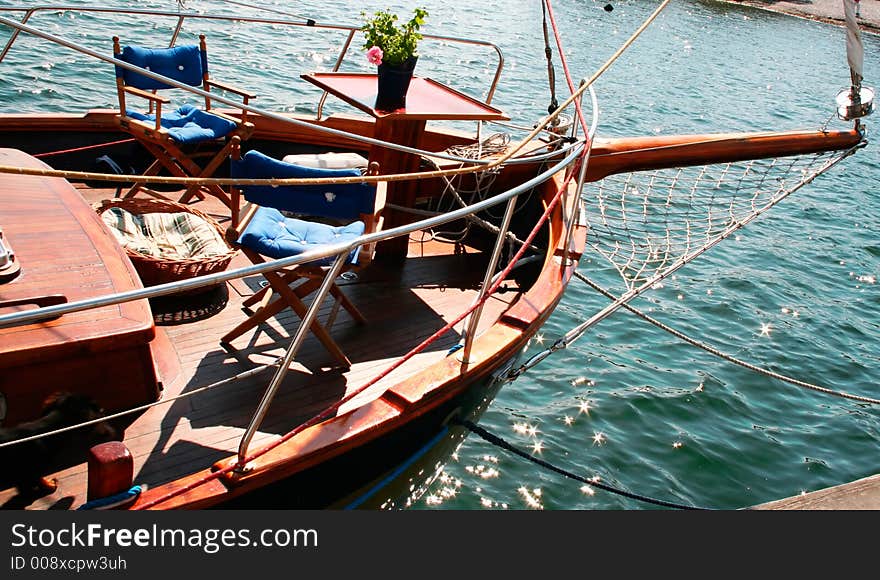 Luxury mahogany wood yacht