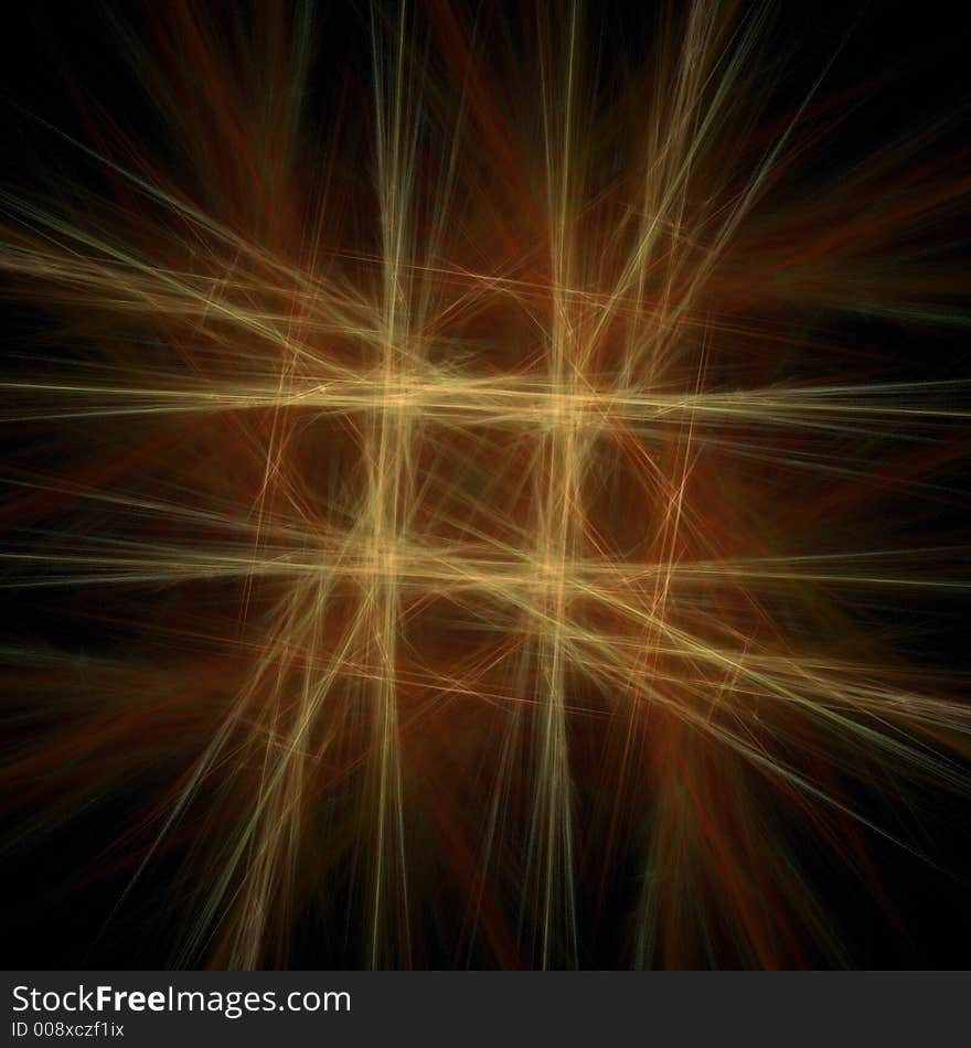 Diffused beams of light. Computer-generated fractal background.