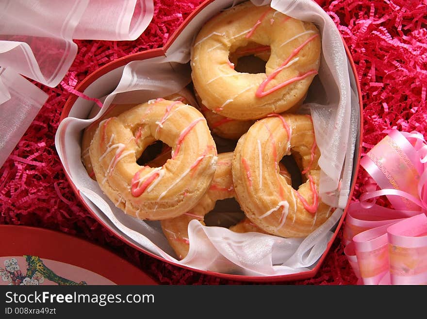 Cakes with cream in a box. Present for St. Valentine?s day. Cakes with cream in a box. Present for St. Valentine?s day.